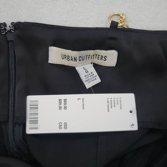 Urban Outfitters Cowl Neck Mini Dress in Black with Gold Chain Straps Size L - Picture 4 of 5